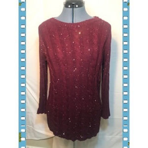 Cremieux Cranberry Sweater w/Gold Sequin